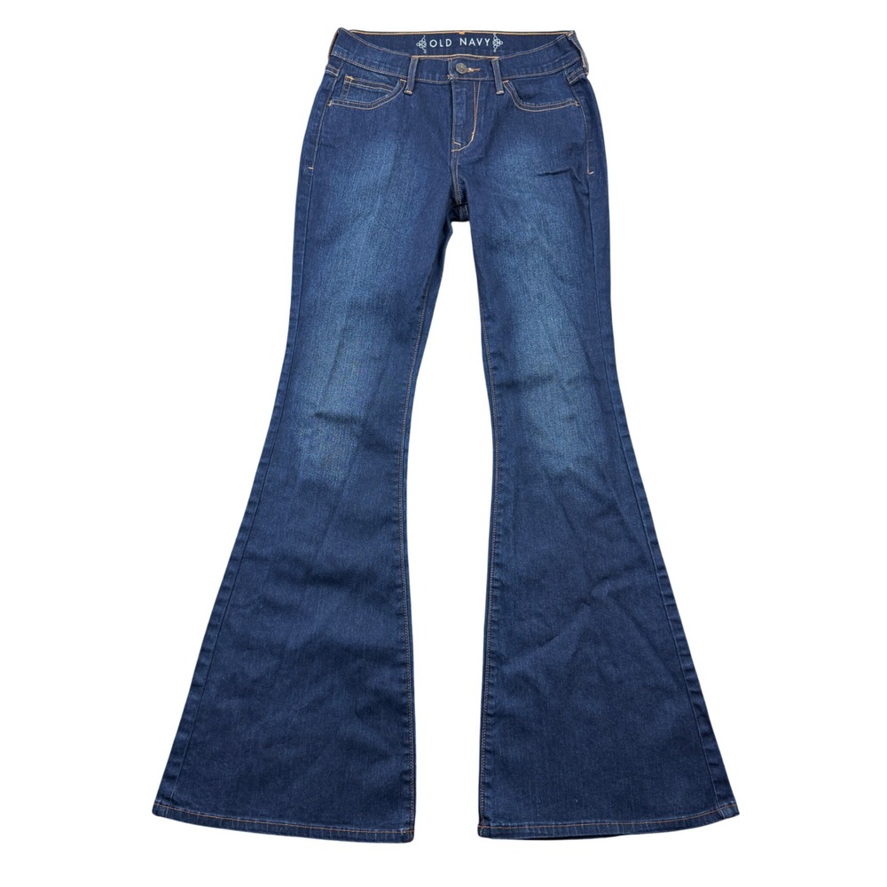 Old Navy Womens Dark Wash Flare Leg Bell Bottom Jeans Size 0 Regular Stretch Y2K